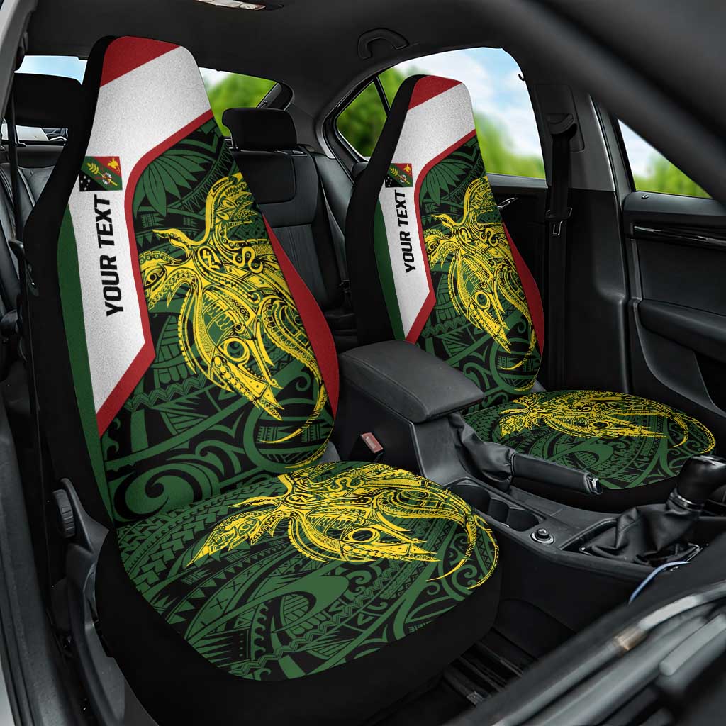 Personalised PNG Chimbu Province Car Seat Cover Bird of Paradise Tattoo Flag Motif - Polynesian Pride