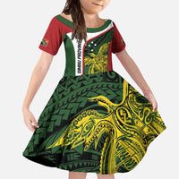 Personalised PNG Chimbu Province Family Matching Off Shoulder Maxi Dress and Hawaiian Shirt Bird of Paradise Tattoo Flag Motif - Polynesian Pride