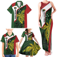 Personalised PNG Chimbu Province Family Matching Tank Maxi Dress and Hawaiian Shirt Bird of Paradise Tattoo Flag Motif - Polynesian Pride