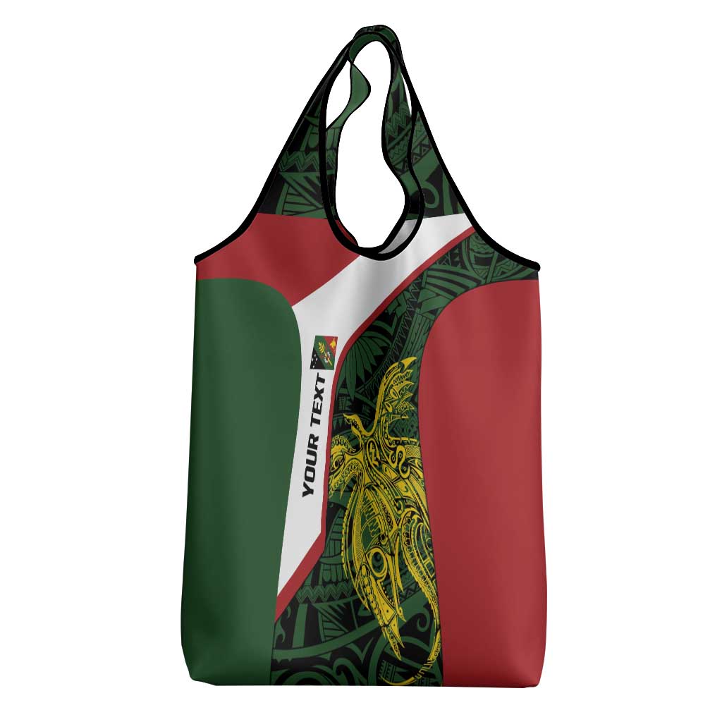 Personalised PNG Chimbu Province Grocery Bag Bird of Paradise Tattoo Flag Motif - Polynesian Pride