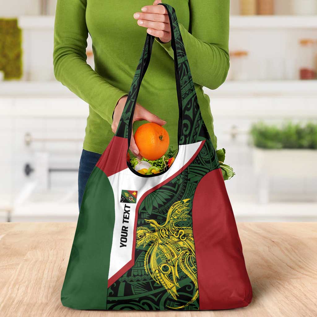 Personalised PNG Chimbu Province Grocery Bag Bird of Paradise Tattoo Flag Motif - Polynesian Pride