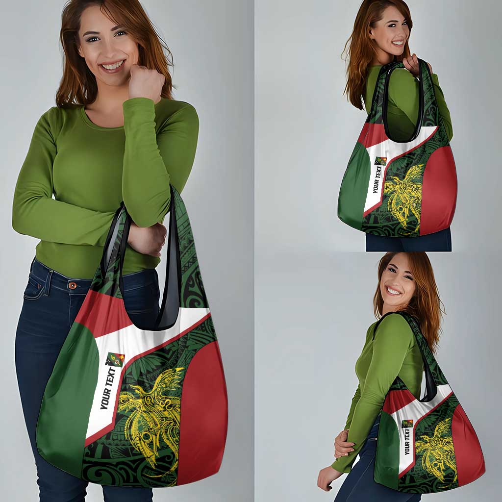 Personalised PNG Chimbu Province Grocery Bag Bird of Paradise Tattoo Flag Motif - Polynesian Pride