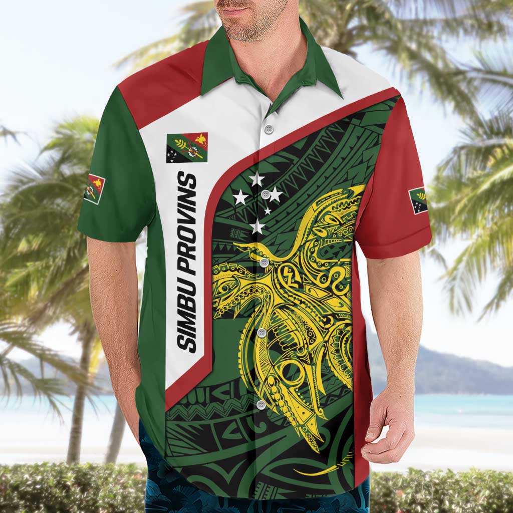 Personalised PNG Chimbu Province Hawaiian Shirt Bird of Paradise Tattoo Flag Motif - Polynesian Pride