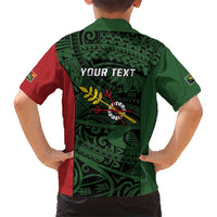 Personalised PNG Chimbu Province Kid Hawaiian Shirt Bird of Paradise Tattoo Flag Motif - Polynesian Pride