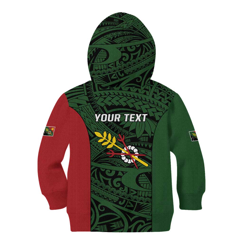 Personalised PNG Chimbu Province Kid Hoodie Bird of Paradise Tattoo Flag Motif LT9 - Polynesian Pride