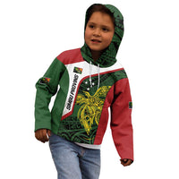 Personalised PNG Chimbu Province Kid Hoodie Bird of Paradise Tattoo Flag Motif LT9 - Polynesian Pride