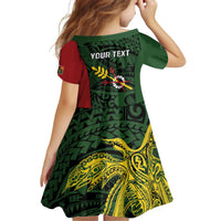 Personalised PNG Chimbu Province Kid Short Sleeve Dress Bird of Paradise Tattoo Flag Motif - Polynesian Pride