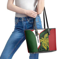 Personalised PNG Chimbu Province Leather Tote Bag Bird of Paradise Tattoo Flag Motif - Polynesian Pride