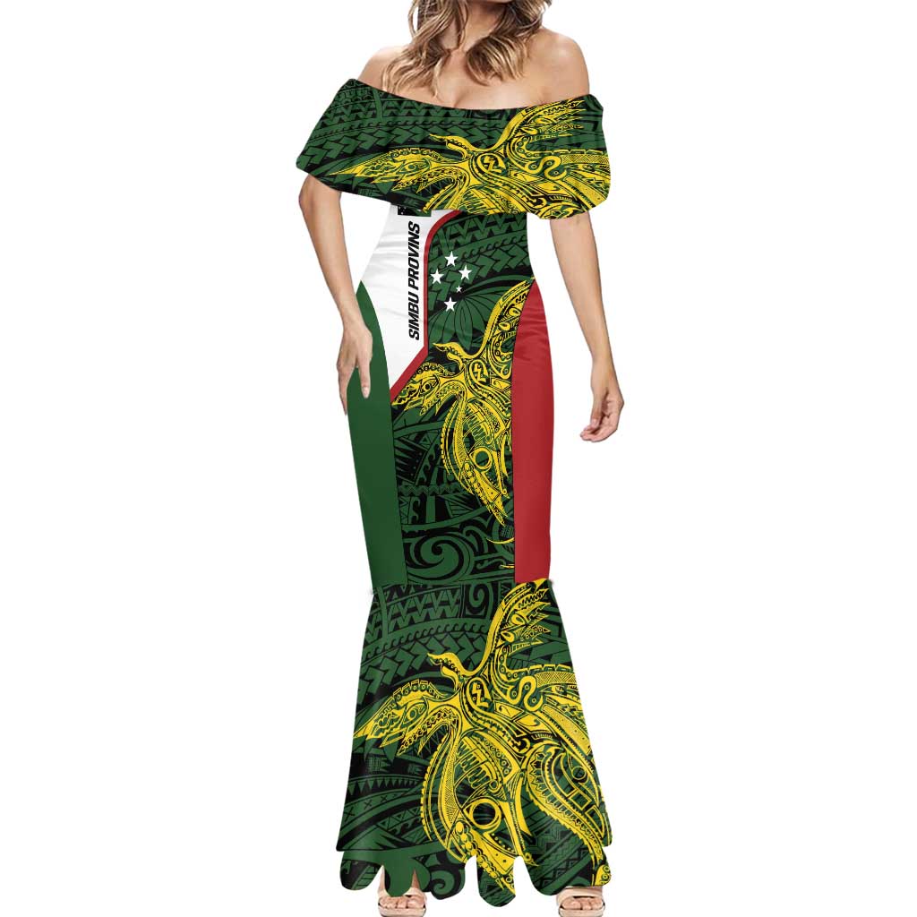 Personalised PNG Chimbu Province Mermaid Dress Bird of Paradise Tattoo Flag Motif - Polynesian Pride