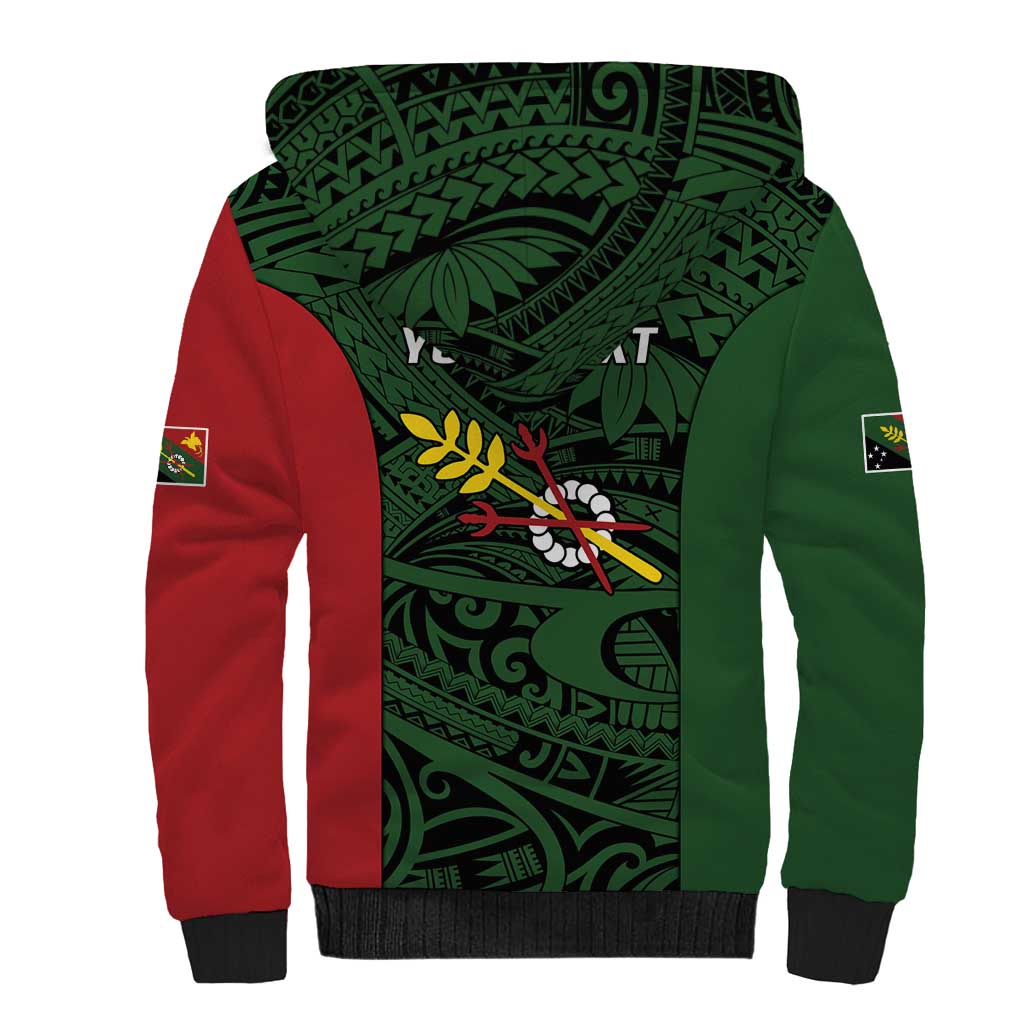 Personalised PNG Chimbu Province Sherpa Hoodie Bird of Paradise Tattoo Flag Motif - Polynesian Pride