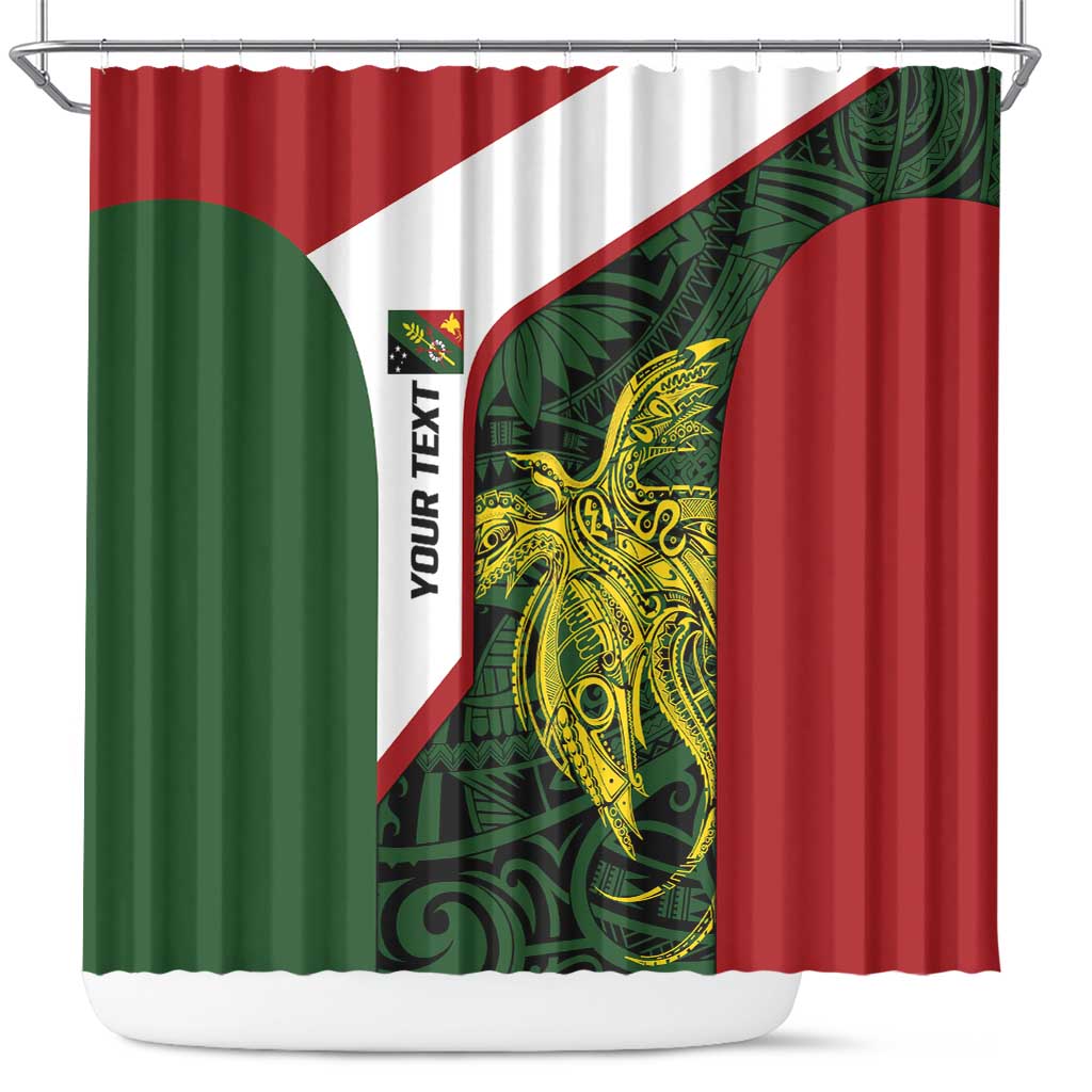 Personalised PNG Chimbu Province Shower Curtain Bird of Paradise Tattoo Flag Motif - Polynesian Pride