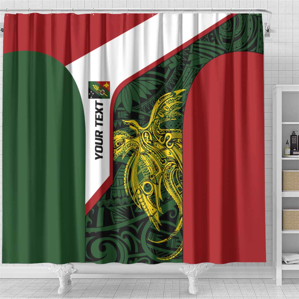 Personalised PNG Chimbu Province Shower Curtain Bird of Paradise Tattoo Flag Motif - Polynesian Pride