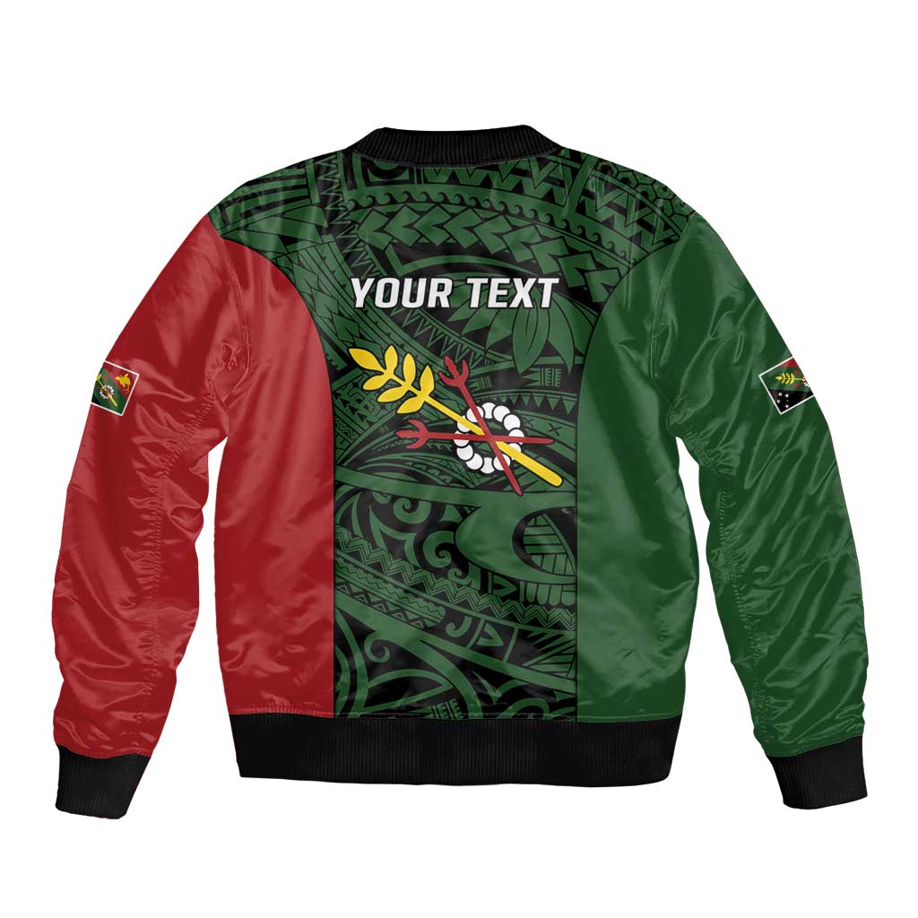 Personalised PNG Chimbu Province Sleeve Zip Bomber Jacket Bird of Paradise Tattoo Flag Motif - Polynesian Pride