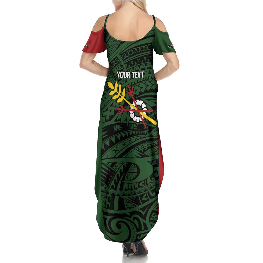 Personalised PNG Chimbu Province Summer Maxi Dress Bird of Paradise Tattoo Flag Motif - Polynesian Pride