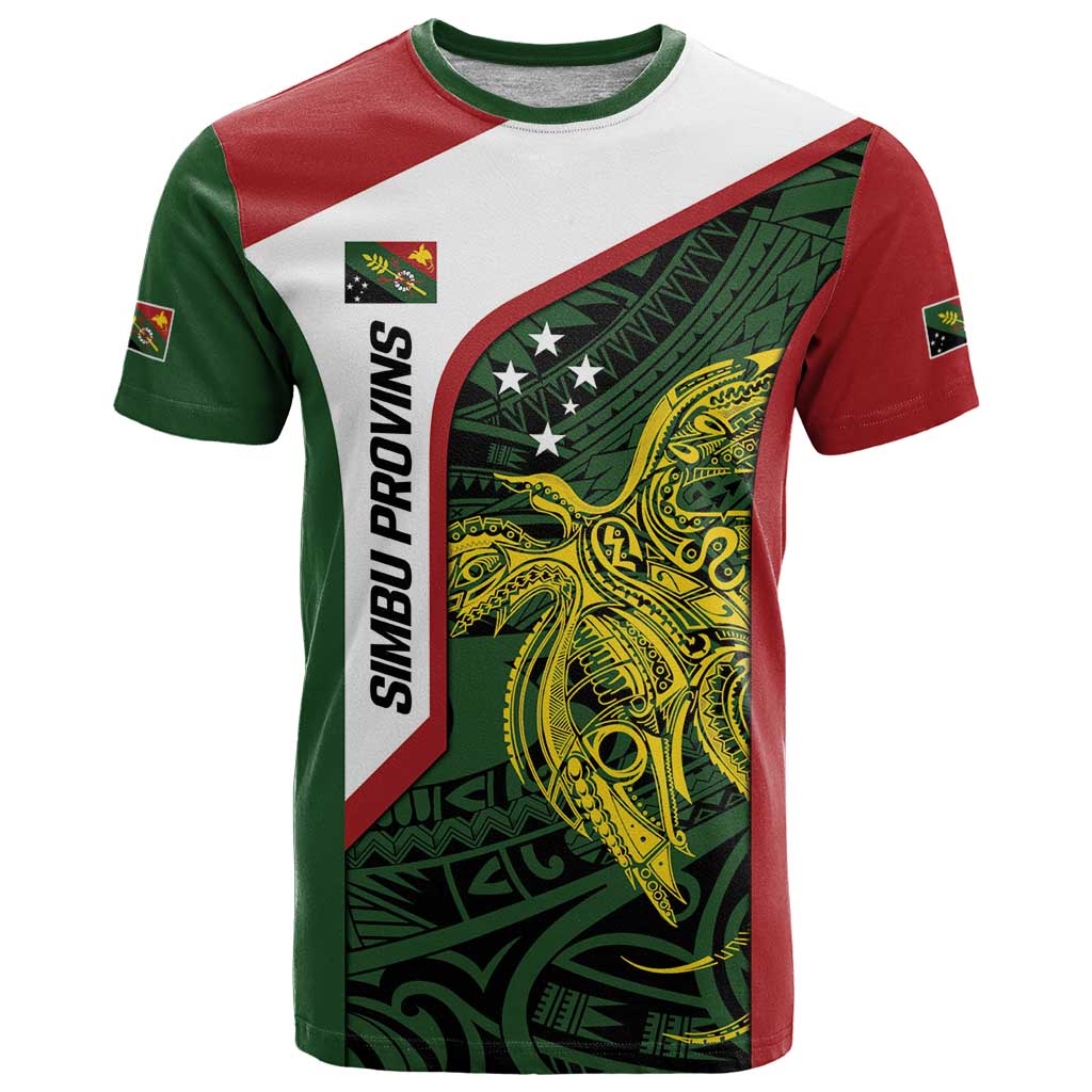 Personalised PNG Chimbu Province T Shirt Bird of Paradise Tattoo Flag Motif - Polynesian Pride