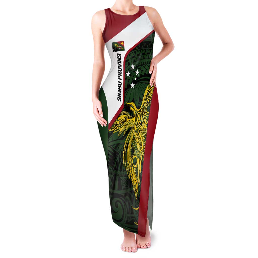 Personalised PNG Chimbu Province Tank Maxi Dress Bird of Paradise Tattoo Flag Motif - Polynesian Pride