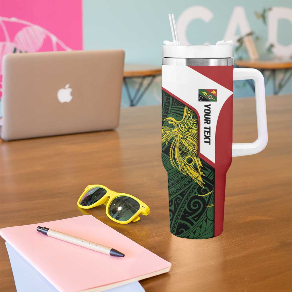 Personalised PNG Chimbu Province Tumbler With Handle Bird of Paradise Tattoo Flag Motif - Polynesian Pride