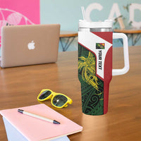 Personalised PNG Chimbu Province Tumbler With Handle Bird of Paradise Tattoo Flag Motif - Polynesian Pride