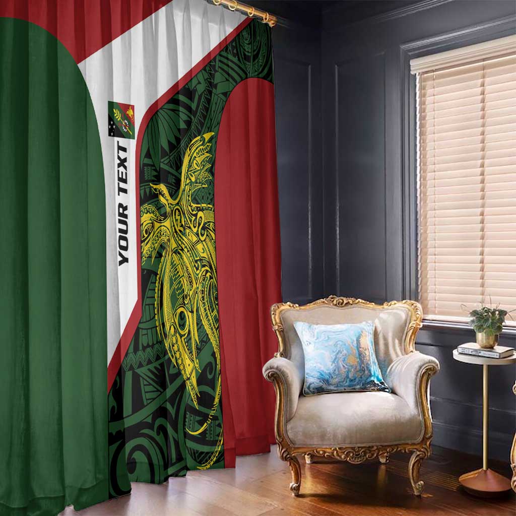Personalised PNG Chimbu Province Window Curtain Bird of Paradise Tattoo Flag Motif - Polynesian Pride