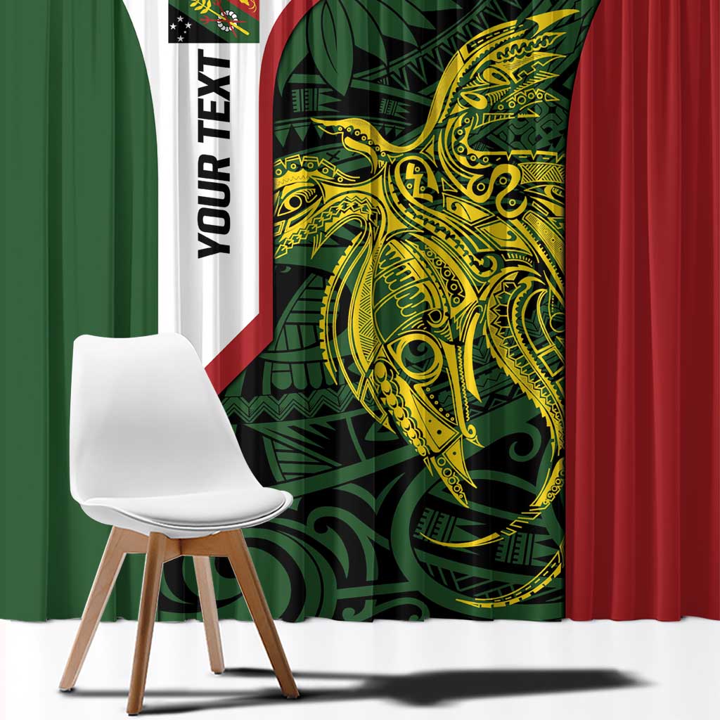 Personalised PNG Chimbu Province Window Curtain Bird of Paradise Tattoo Flag Motif - Polynesian Pride