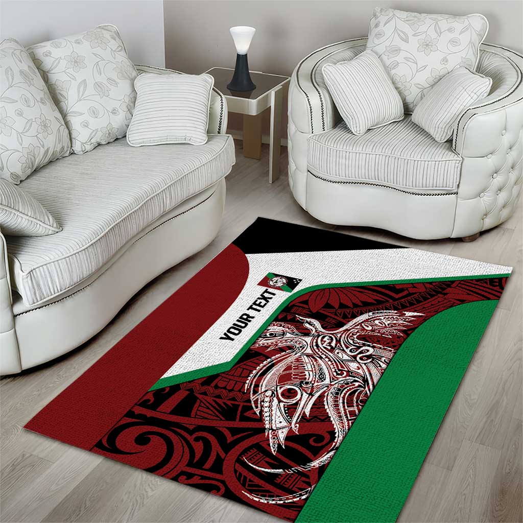 Personalised PNG East New Britain Province Area Rug Bird of Paradise Tattoo Flag Motif - Polynesian Pride