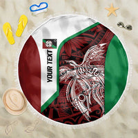 Personalised PNG East New Britain Province Beach Blanket Bird of Paradise Tattoo Flag Motif - Polynesian Pride