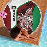 Personalised PNG East New Britain Province Beach Blanket Bird of Paradise Tattoo Flag Motif - Polynesian Pride