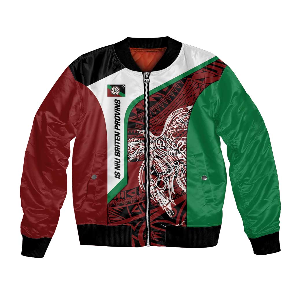 Personalised PNG East New Britain Province Bomber Jacket Bird of Paradise Tattoo Flag Motif - Polynesian Pride