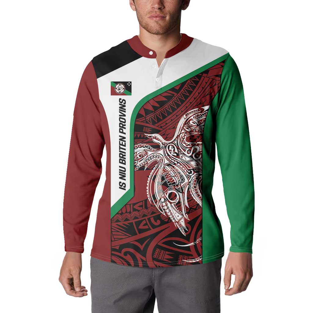 Personalised PNG East New Britain Province Button Sweatshirt Bird of Paradise Tattoo Flag Motif - Polynesian Pride