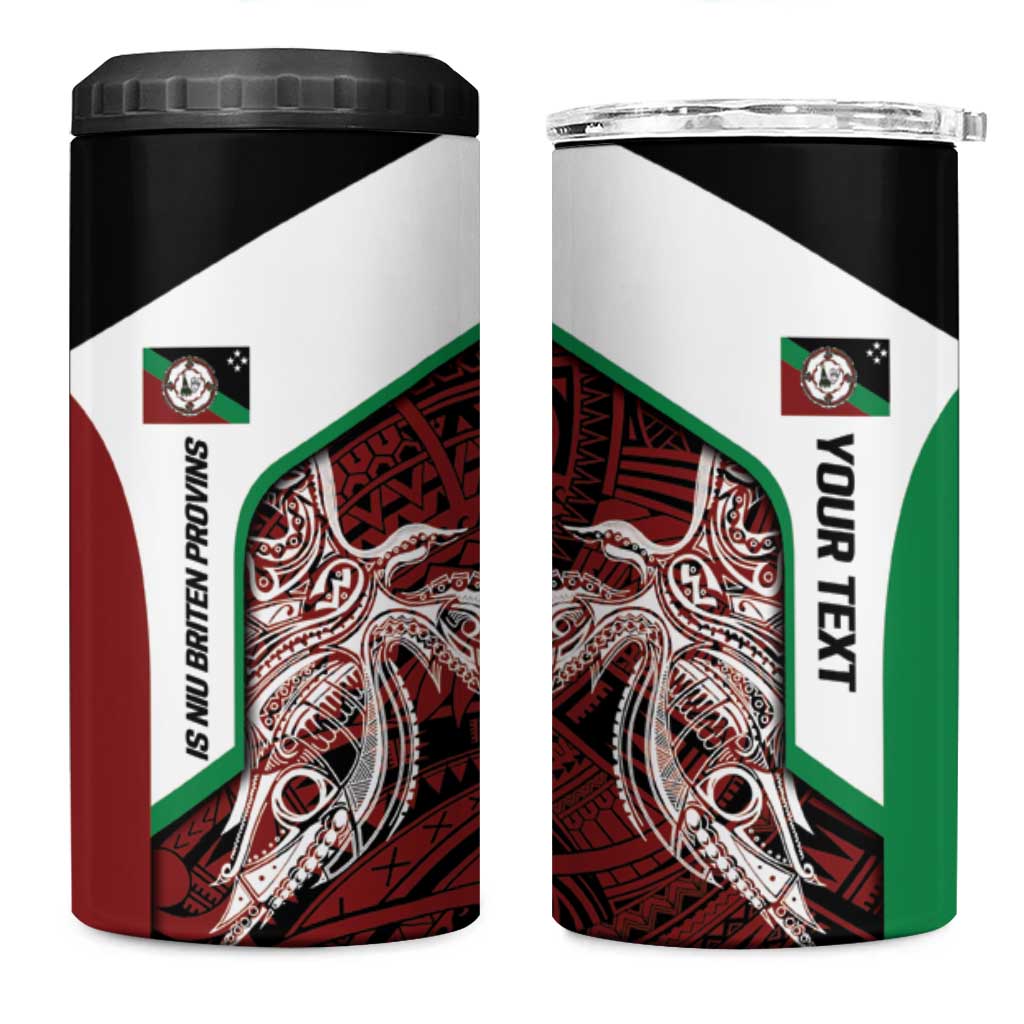 Personalised PNG East New Britain Province 4 in 1 Can Cooler Tumbler Bird of Paradise Tattoo Flag Motif - Polynesian Pride