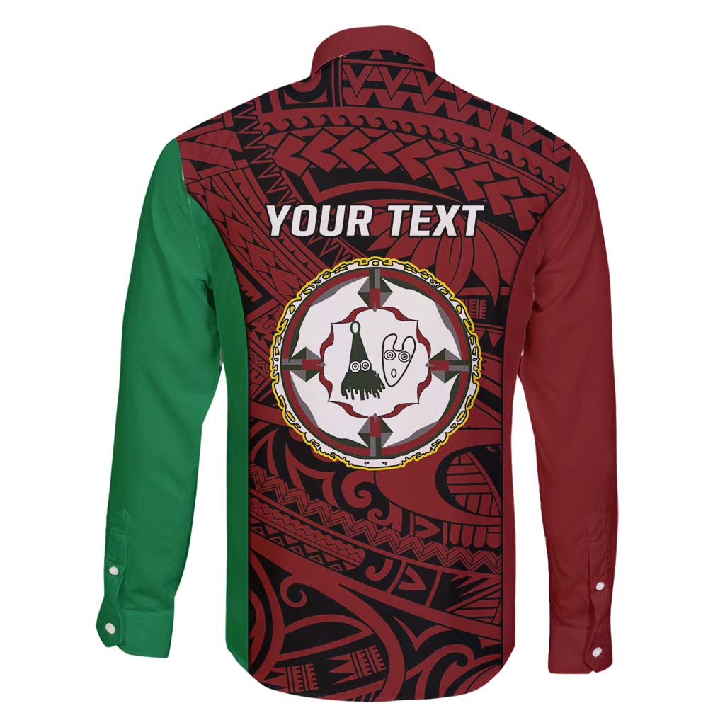 Personalised PNG East New Britain Province Family Matching Long Sleeve Bodycon Dress and Hawaiian Shirt Bird of Paradise Tattoo Flag Motif - Polynesian Pride