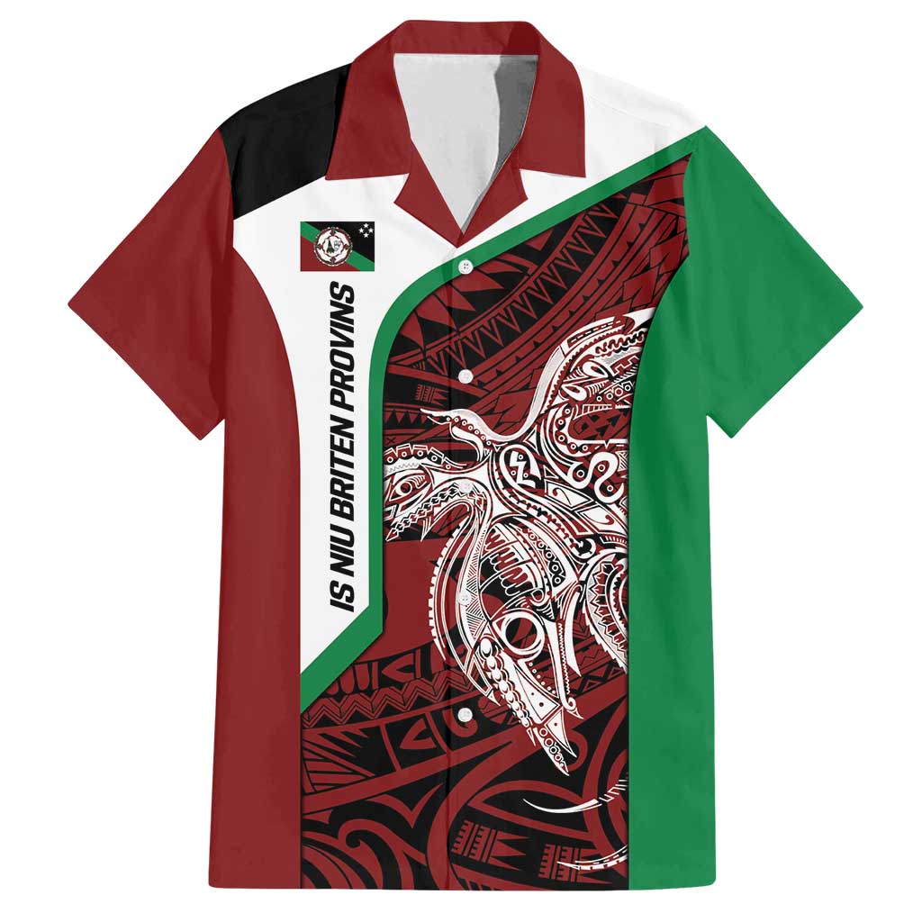 Personalised PNG East New Britain Province Family Matching Off Shoulder Short Dress and Hawaiian Shirt Bird of Paradise Tattoo Flag Motif - Polynesian Pride