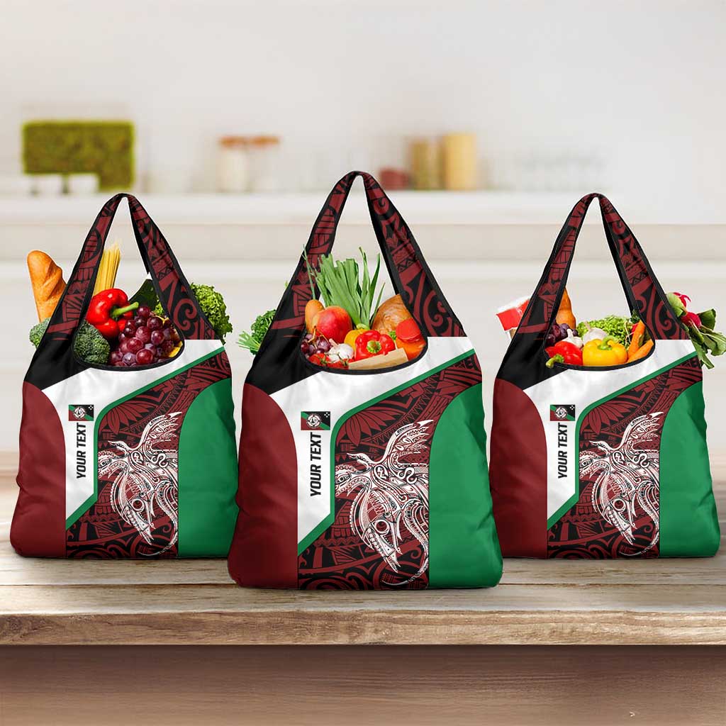 Personalised PNG East New Britain Province Grocery Bag Bird of Paradise Tattoo Flag Motif - Polynesian Pride