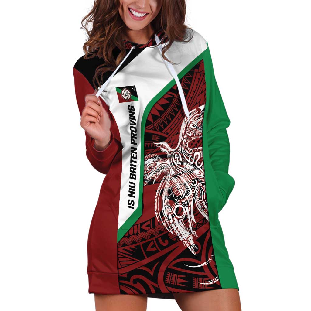 Personalised PNG East New Britain Province Hoodie Dress Bird of Paradise Tattoo Flag Motif - Polynesian Pride