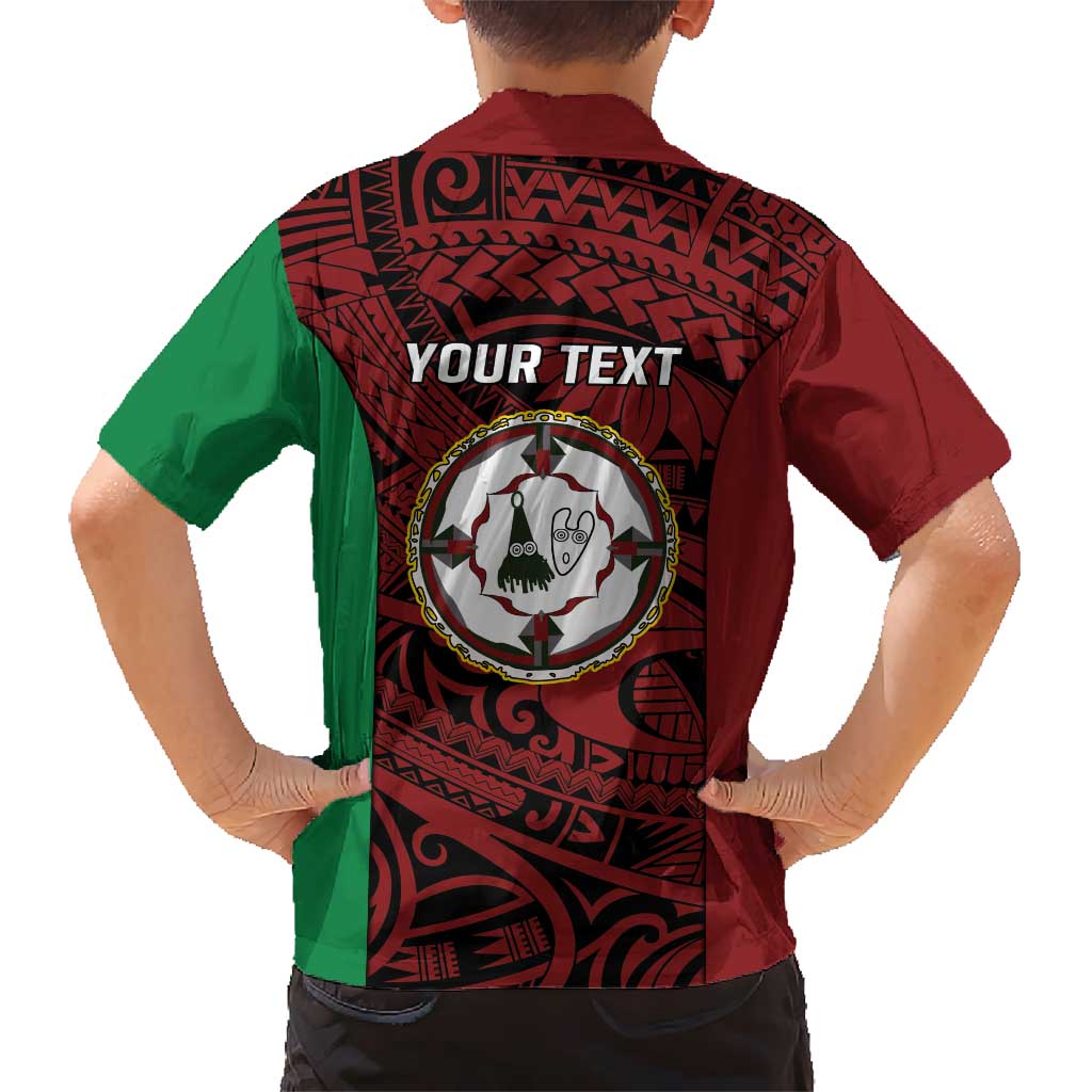Personalised PNG East New Britain Province Kid Hawaiian Shirt Bird of Paradise Tattoo Flag Motif - Polynesian Pride