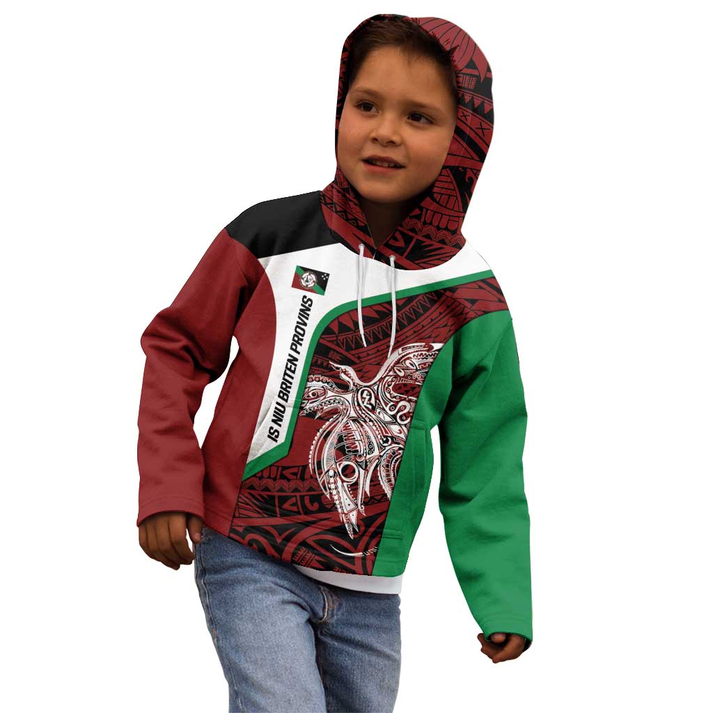 Personalised PNG East New Britain Province Kid Hoodie Bird of Paradise Tattoo Flag Motif - Polynesian Pride