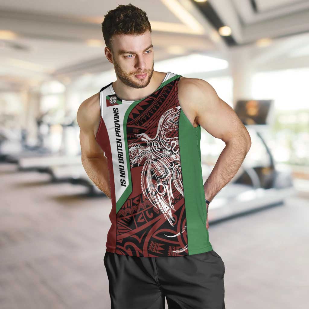 Personalised PNG East New Britain Province Men Tank Top Bird of Paradise Tattoo Flag Motif - Polynesian Pride