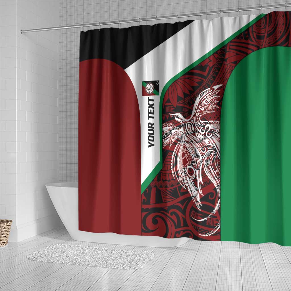 Personalised PNG East New Britain Province Shower Curtain Bird of Paradise Tattoo Flag Motif - Polynesian Pride