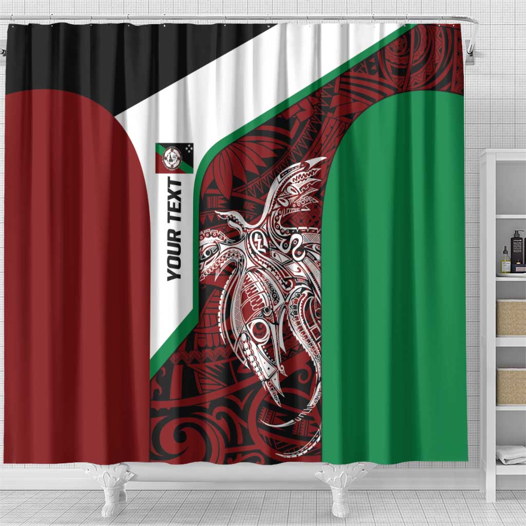 Personalised PNG East New Britain Province Shower Curtain Bird of Paradise Tattoo Flag Motif - Polynesian Pride