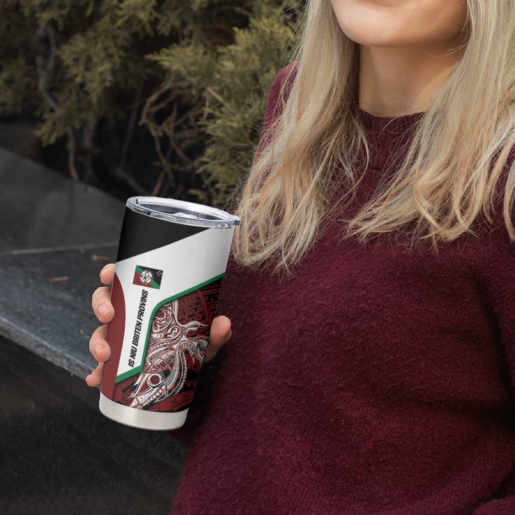 Personalised PNG East New Britain Province Tumbler Cup Bird of Paradise Tattoo Flag Motif - Polynesian Pride