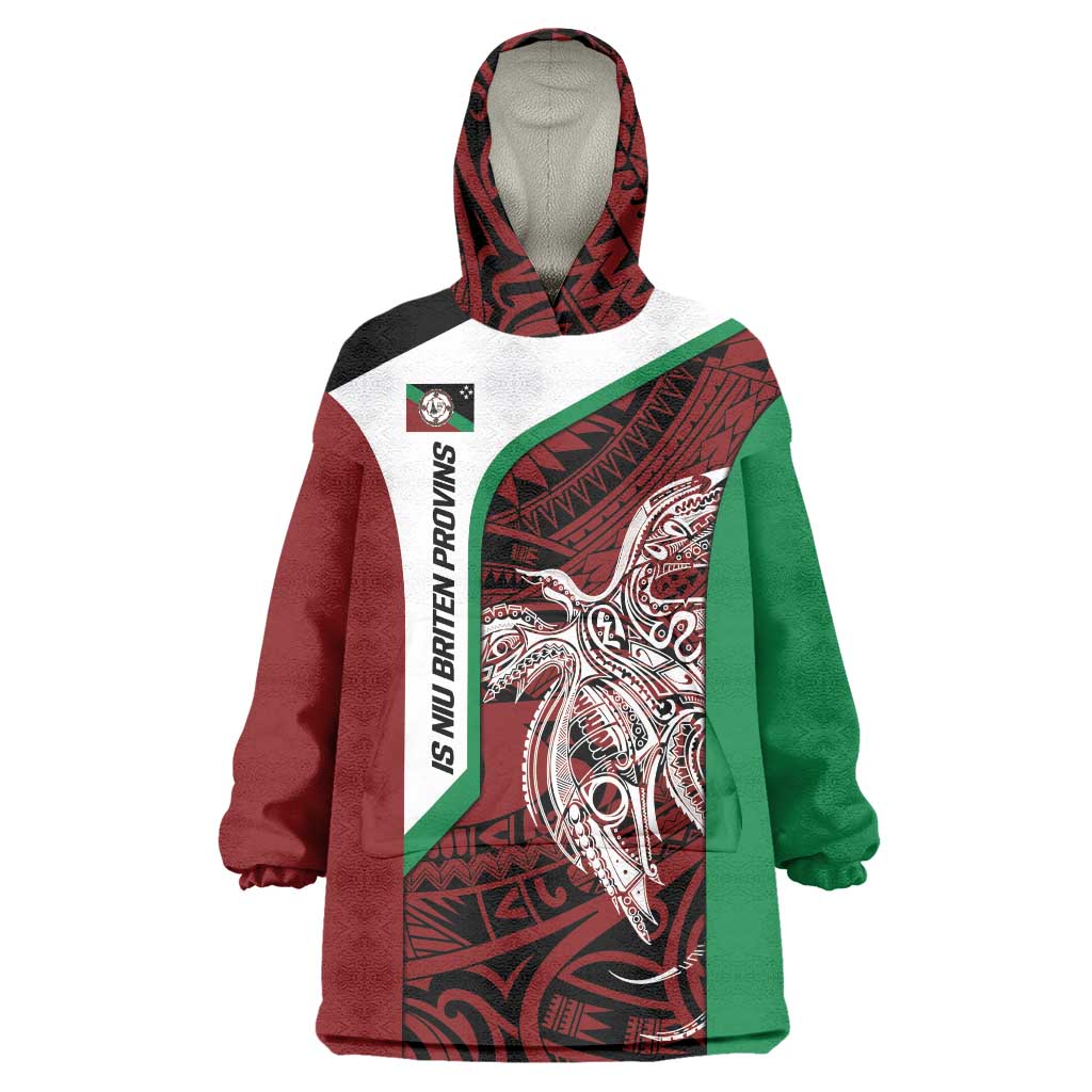 Personalised PNG East New Britain Province Wearable Blanket Hoodie Bird of Paradise Tattoo Flag Motif - Polynesian Pride