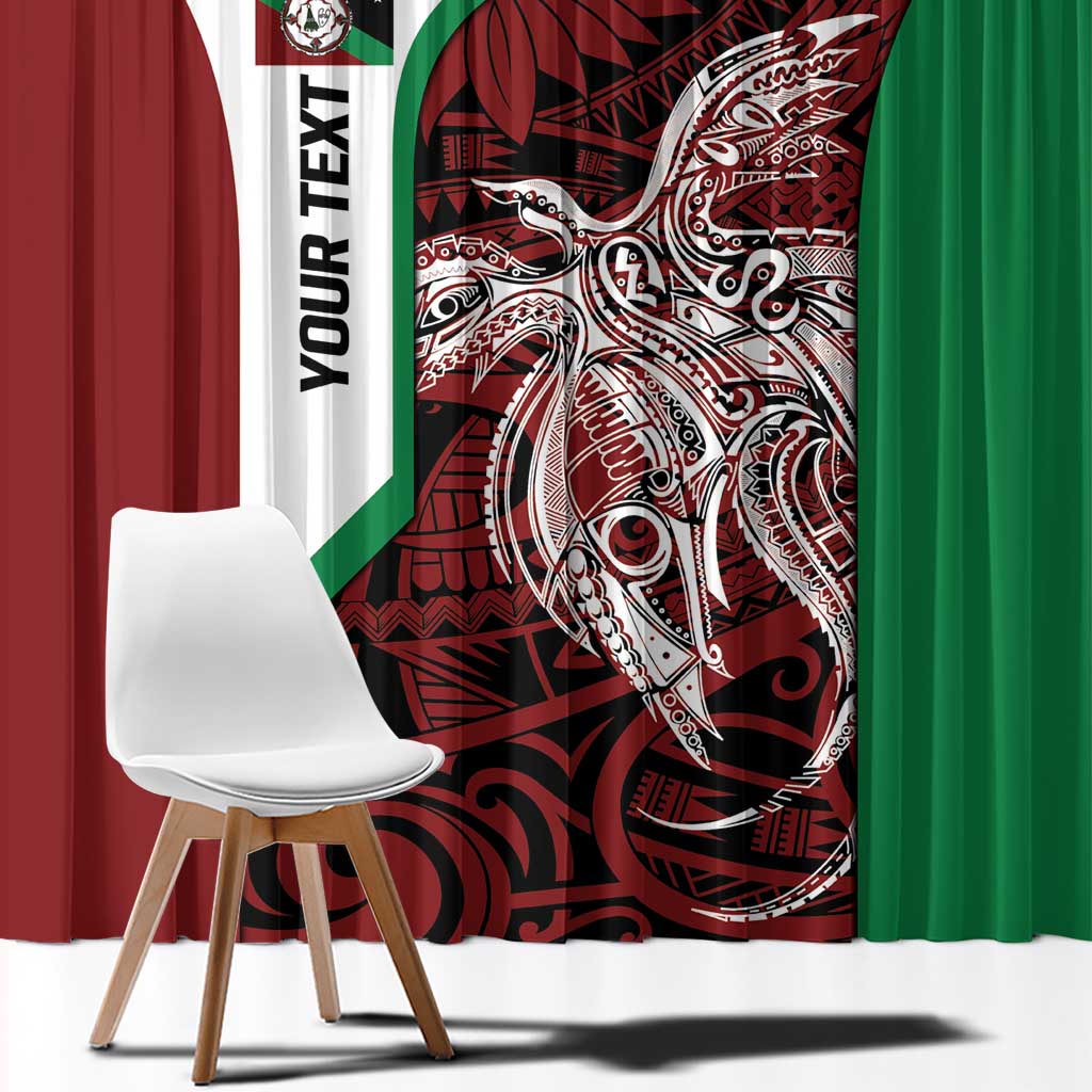Personalised PNG East New Britain Province Window Curtain Bird of Paradise Tattoo Flag Motif - Polynesian Pride