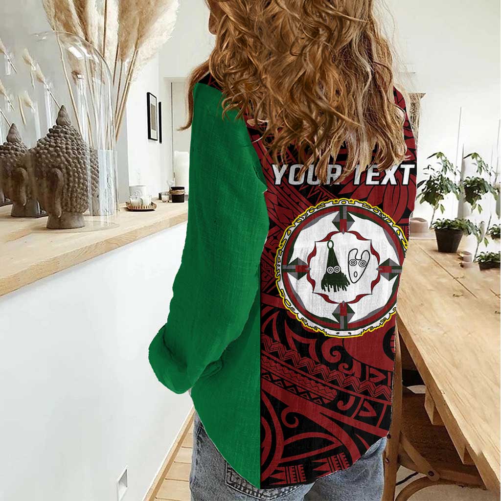 Personalised PNG East New Britain Province Women Casual Shirt Bird of Paradise Tattoo Flag Motif - Polynesian Pride