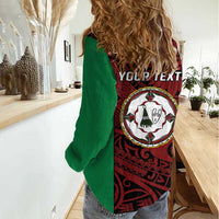 Personalised PNG East New Britain Province Women Casual Shirt Bird of Paradise Tattoo Flag Motif - Polynesian Pride