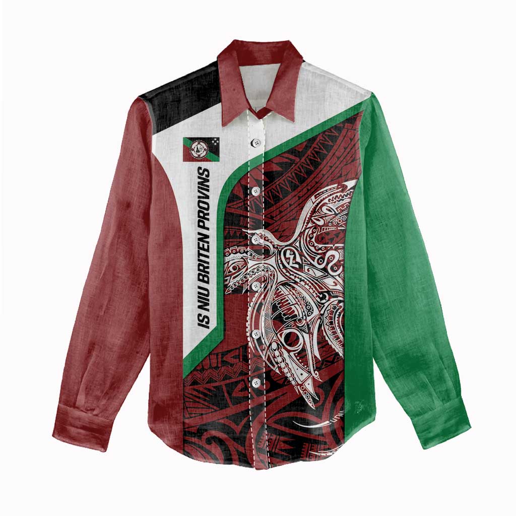 Personalised PNG East New Britain Province Women Casual Shirt Bird of Paradise Tattoo Flag Motif - Polynesian Pride