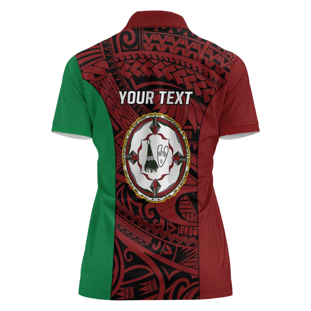 Personalised PNG East New Britain Province Women Polo Shirt Bird of Paradise Tattoo Flag Motif - Polynesian Pride