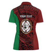 Personalised PNG East New Britain Province Women Polo Shirt Bird of Paradise Tattoo Flag Motif - Polynesian Pride