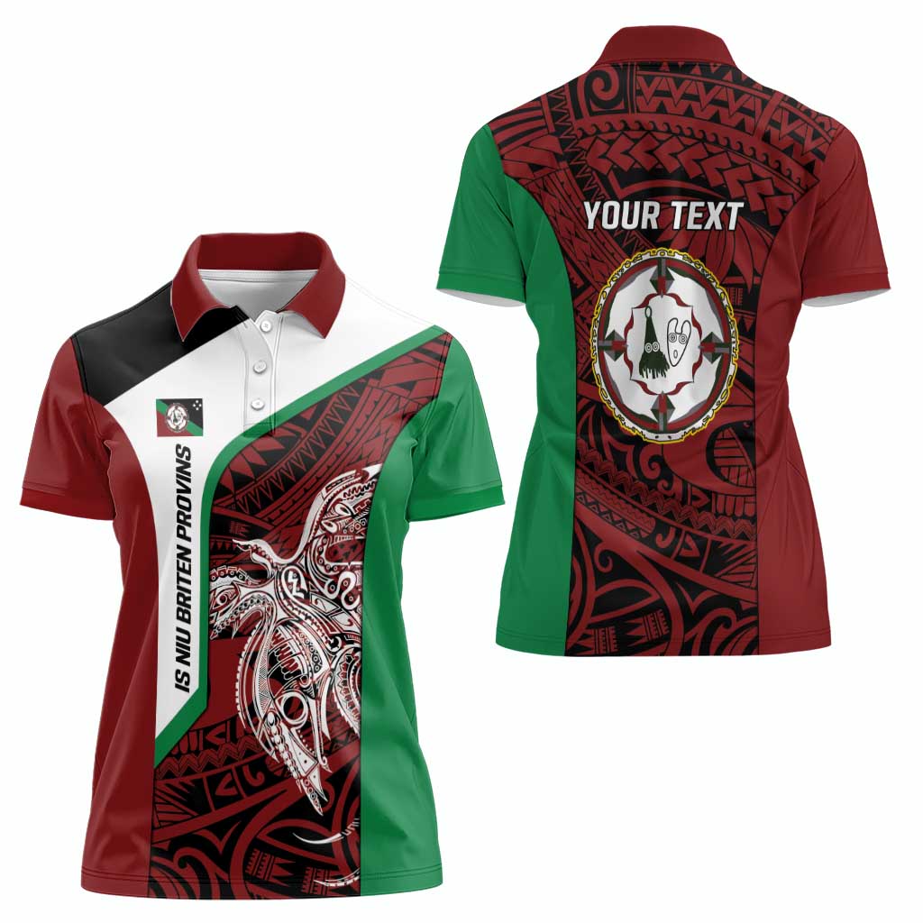 Personalised PNG East New Britain Province Women Polo Shirt Bird of Paradise Tattoo Flag Motif - Polynesian Pride