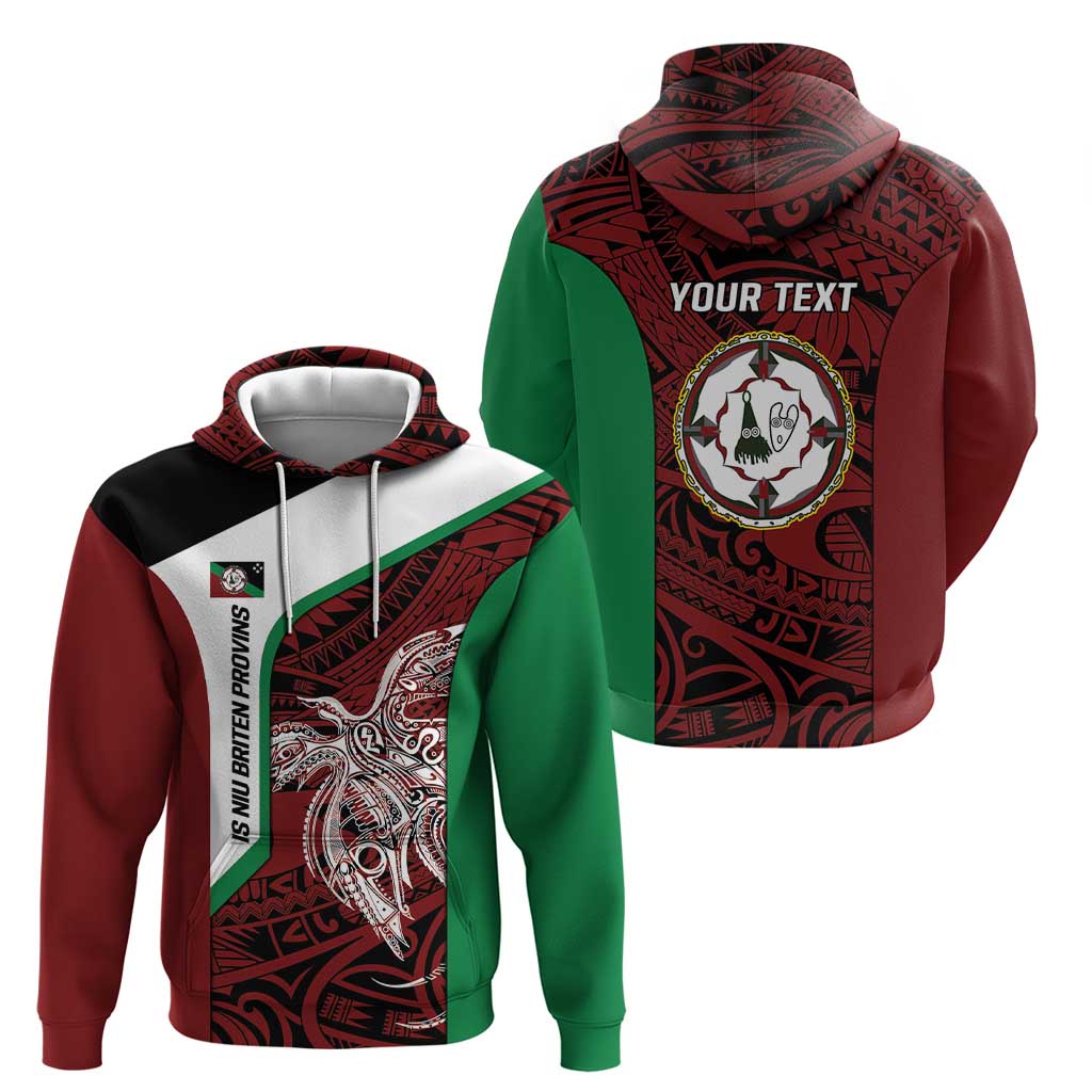Personalised PNG East New Britain Province Zip Hoodie Bird of Paradise Tattoo Flag Motif - Polynesian Pride