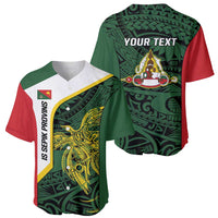 Personalised PNG East Sepik Province Baseball Jersey Bird of Paradise Tattoo Flag Motif - Polynesian Pride